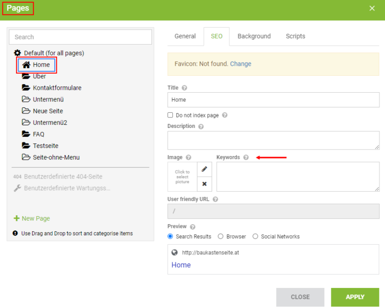 Keywords deiner Seite als SEO-Tool