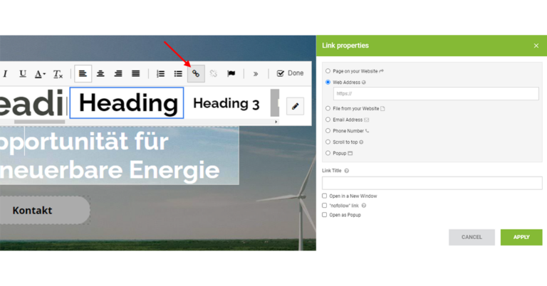 Verlinken von anderen Websites