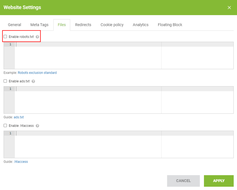 Einfügen des robots.txt-Skripts als SEO Tool
