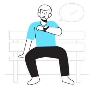 Person sitzend und wartend